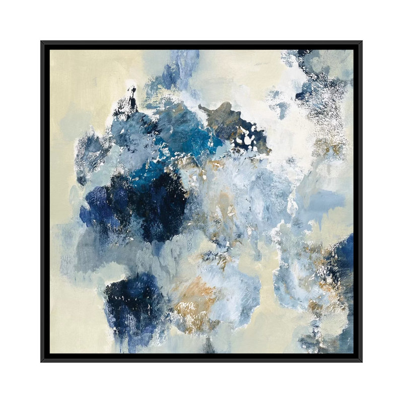 «Indigo» par Silvia Vassileva - impression, Toile avec cadre noir, H 18 po x l 18 po x P 1,5 po, Pas de tapis