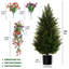 Artificial Cedar Tree with Flowers, Tall Faux Plant in Pot for Home, Garden or Commercial Decor-90775043