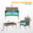 Patio Furniture Outdoor Furniture Set 4 Pieces Modular Patio Furniture Set Weather Resistance Conversation Set With 3 Rattan Chairs And 1 Tempered Glass Topped Table For Backyard Patio Poolside, Blue-1821629102