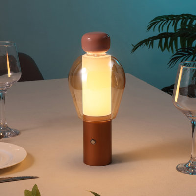 Evonne 10.75" Modern Glam Candle-Style Rechargeable/Cordless Dimmable Integrated LED Table Lamp with Touch Sensor
