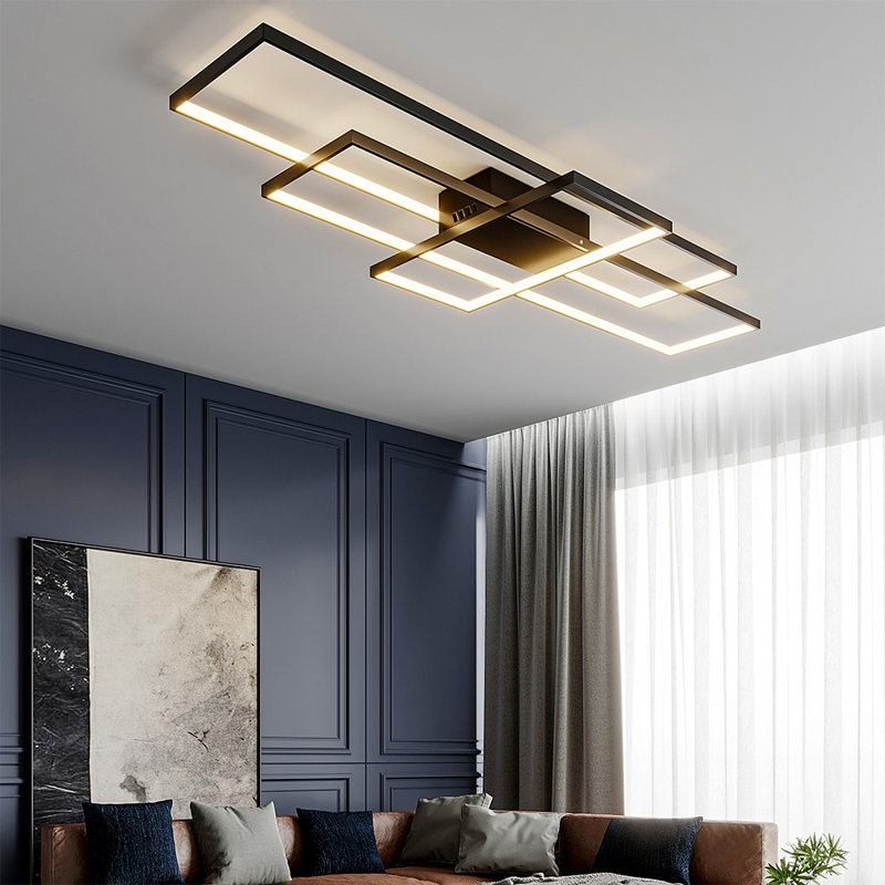 Raffa 3-Light LED Semi Flush Mount, 9cm H x 110cm W x 50cm D, Black