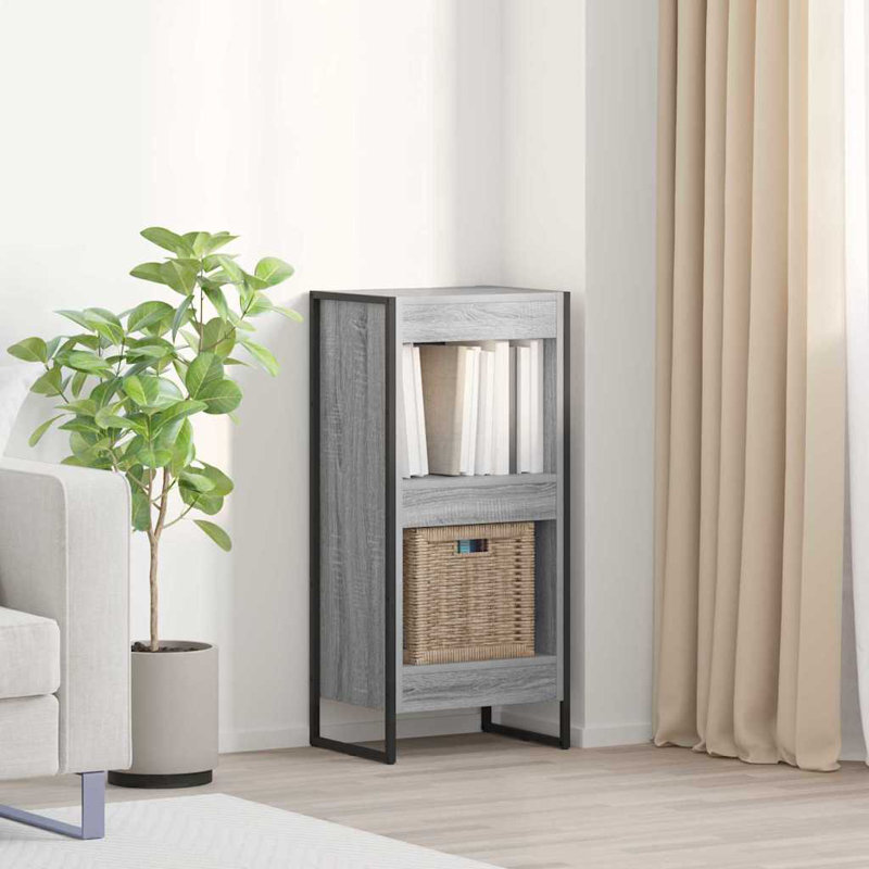 Steel Book Cabinet Bookcase, (2 Shelves) 86.5cm. H x 40cm. W x 30cm. D, Grey Sonoma