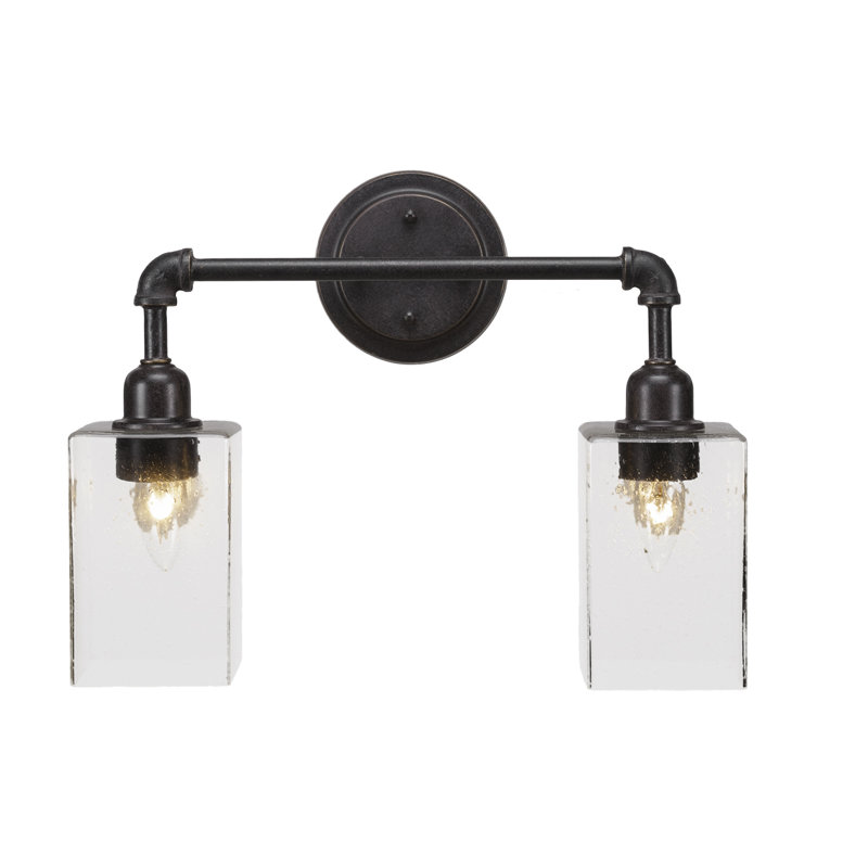 Éclairage pour salle de bain en granite foncé à intensité variable 2 lumières Torpoint, Bulle transparente