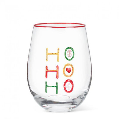 Hohoho Embossed Stemless Wine Glass