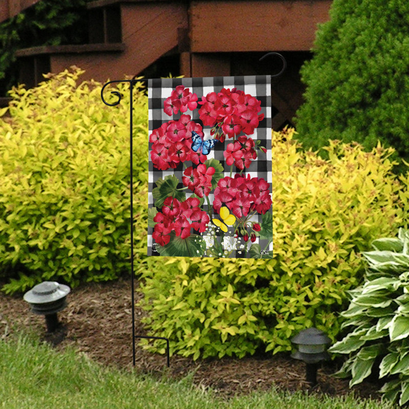 Checkered Geraniums Garden Flag