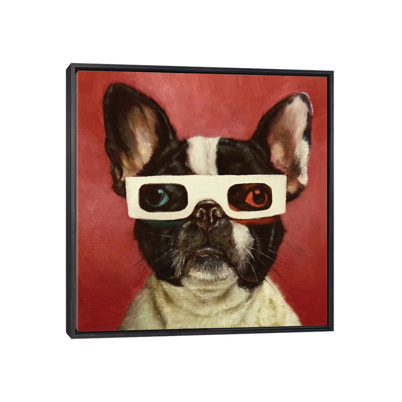 Art encadré de chien 3D, H 18 po x l 18 po x 1,5 po, Toile avec cadre noir patiné