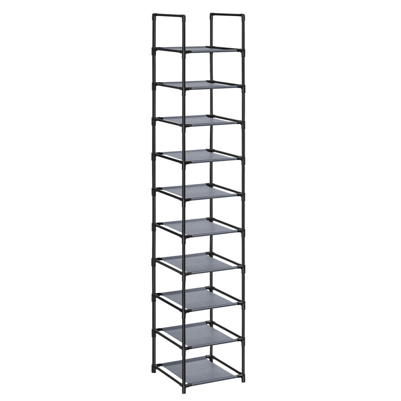 10 Pair Shoe Storage Cabinet, Gray/Black