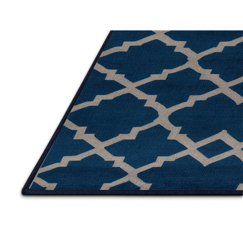 Tapis bleu en treillis lavable à la machine