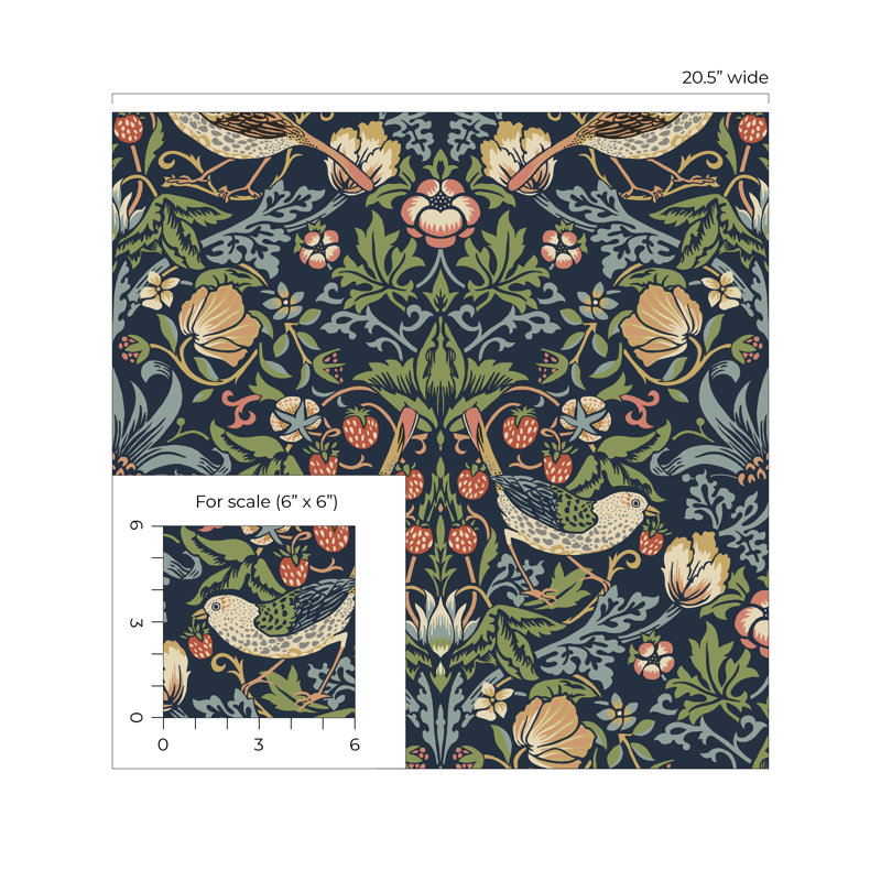 Britiany Peel & Stick Floral Roll, Midnight Blue