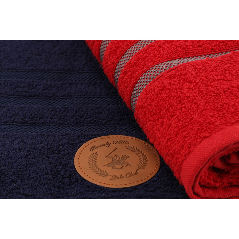 Ensemble de serviettes à main 100% coton de qualité supérieure (2 pièces), rouge et bleu foncé, 19,7 po x 35,4 po | 450 g / m² pour une luxueuse absorbance | Lavable à la machine à 104 ° F | Parfait pour la salle de bain ou la salle de gym, doux et durable