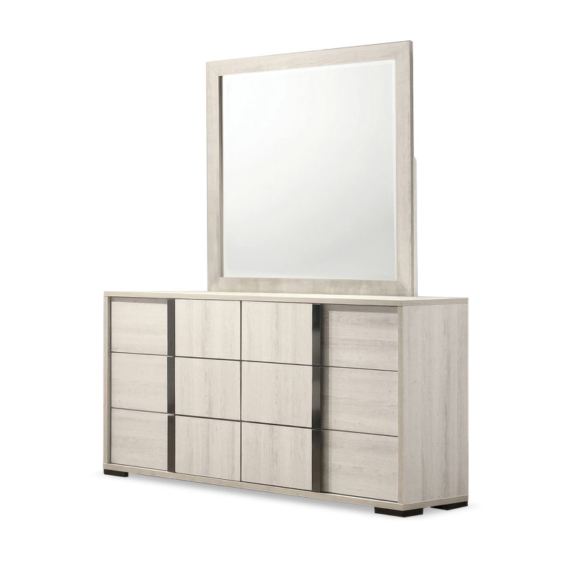 Commode contemporaine Horten, blanc délavé