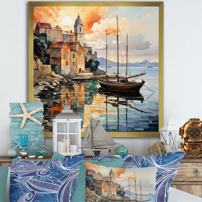 «Coastal Port Of Tranquility I» - Art mural sur toile nautique et plage