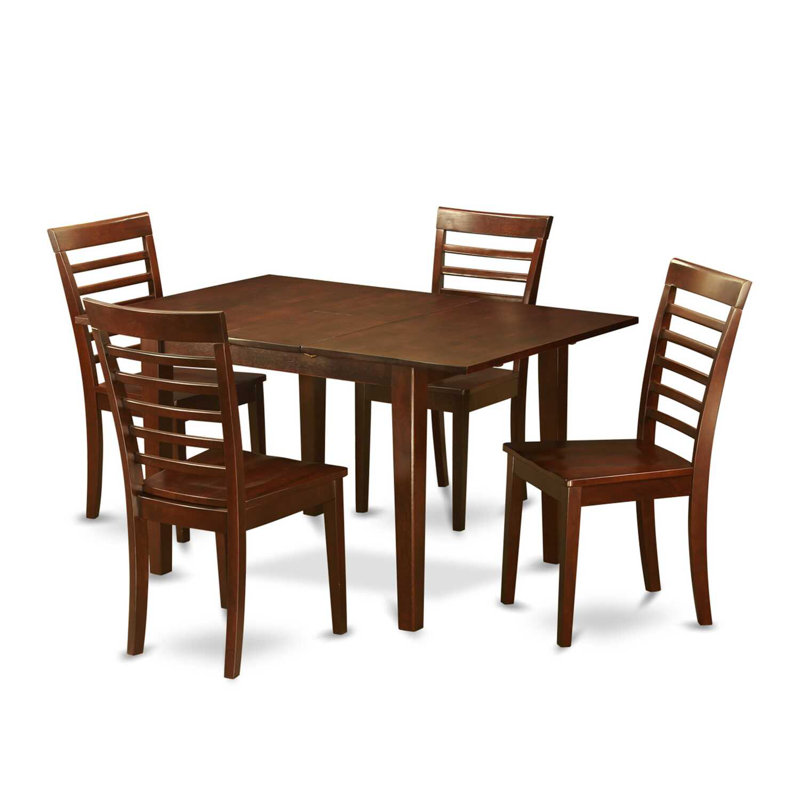 Ensemble de salle à manger en bois d'hévéa Agesilao, Acajou, 5 (1 table + 4 chaises)