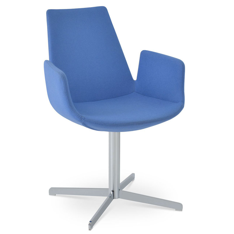 Fauteuil rotatif Eiffel 57,15 cm de large, Acier inoxydable poli, Bleu ciel