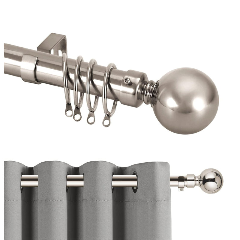 160cm Straight Tension Shower Curtain Rod & Hook Set, Brushed Silver