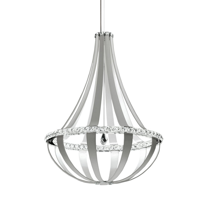 Crystal Empire 20 - Light LED Chandelier, Snowshoe Leather, 3000K