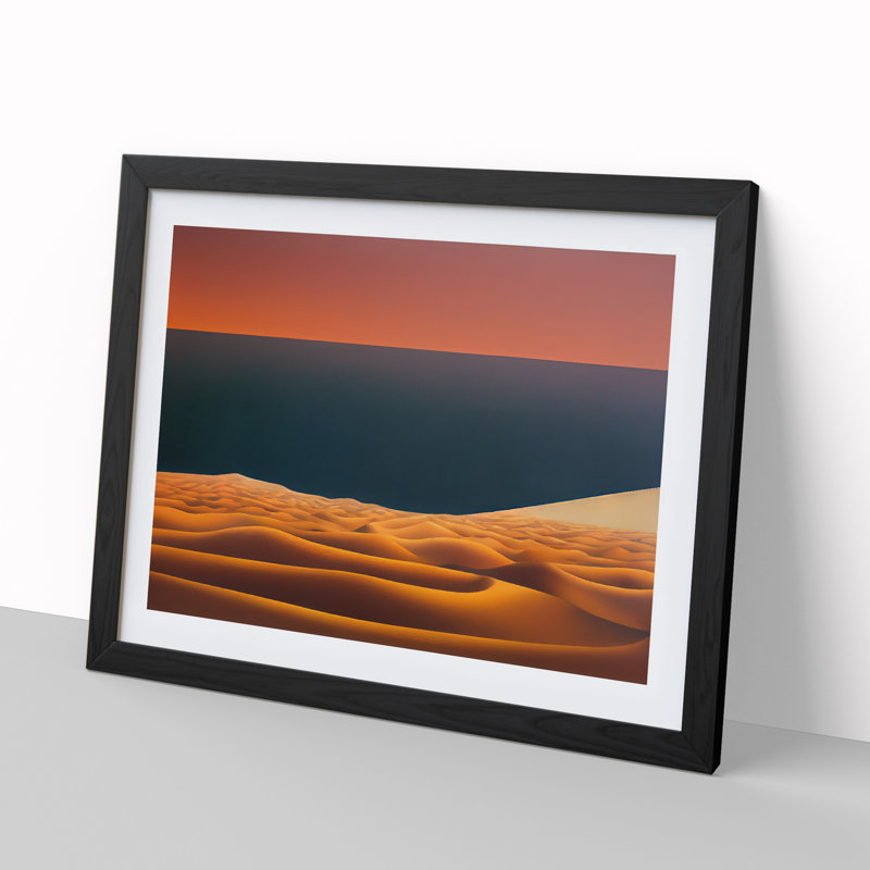 Desert By The Ocean - Single Picture Frame Print, 46cm H x 64cm W, Black