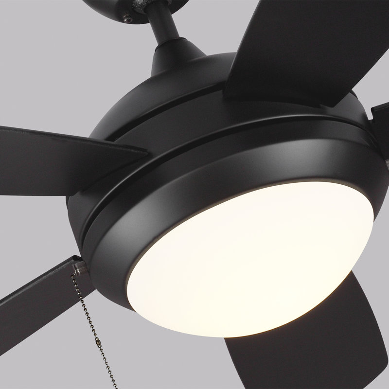 Ventilateur de plafond standard à 5 pales de 44 po avec chaînette et ensemble d'éclairage inclus Stoller, Noir mat, DEL