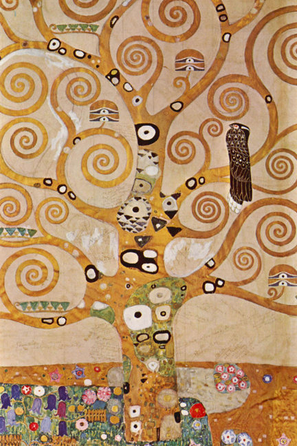 "frise ii" par gustav klimt,, reproduction d’art sur toile tendue, H 36 po x l 24 po x P 0,75 po
