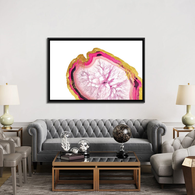 «Deliquesce Blush», impression sur toile tendue, H 40 po x l 60 po x P 1,5 po, Toile avec cadre noir, Pas de tapis