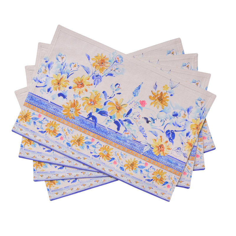 Ensemble de 4 napperons 100% coton lavable Maison d 'Hermine