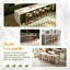 Ensemble de 3 tabourets de bar de style Mid-Century en lin beige avec tabouret de bar à dossier bas avec structure en bois massif, élégant et confortable-225828461-225828465-223294455