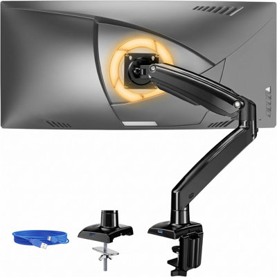 Bras de moniteur réglable en hauteur avec concentrateur USB pour moniteurs ultra-larges et incurvés de 13 po à 49 po