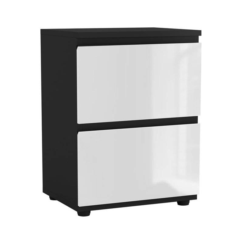 Otella 36cm W Metal Bedside Table, Black/White