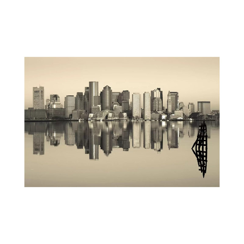 Reflection of Buildings in Water, Boston, Massachusetts, USA 1 Piece Wall Art on Canvas, 101.6 cm H x 66.04 cm W x 3.175 cm D