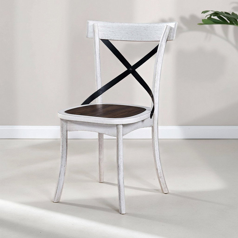 [Ensemble de 2] Chaises de ferme rustiques avec dossier en X en métal, structure en bois massif, chaises d'appoint de cuisine rétro