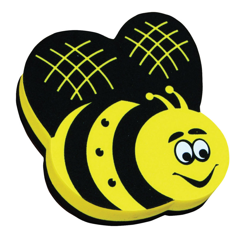 Yellow Bee Magnetic Whiteboard Erasers Pack of 6