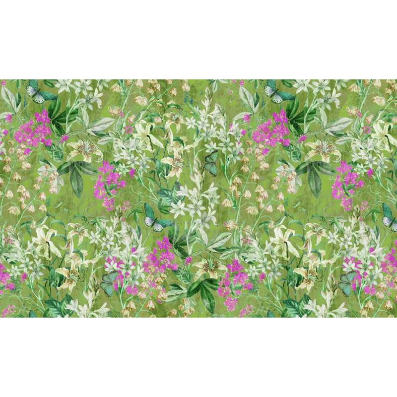 Murale botanique pelez et collez - Vert jardin printanier, 108" L x 90" W