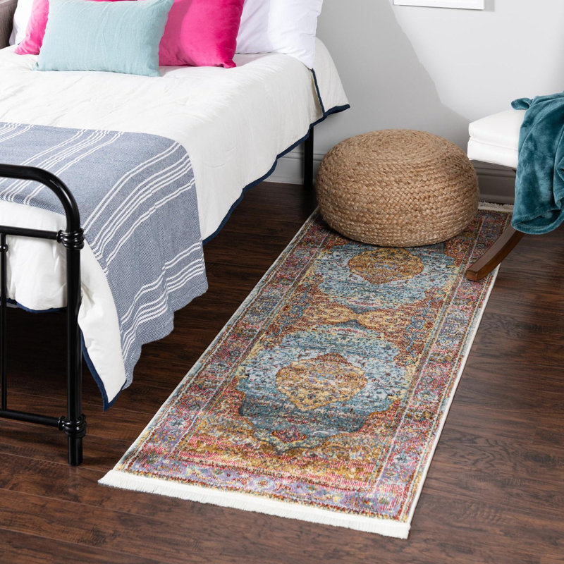 Folmar Abstract Indoor Rug, Runner 2'2" x 8', Pink/Orange/Blue