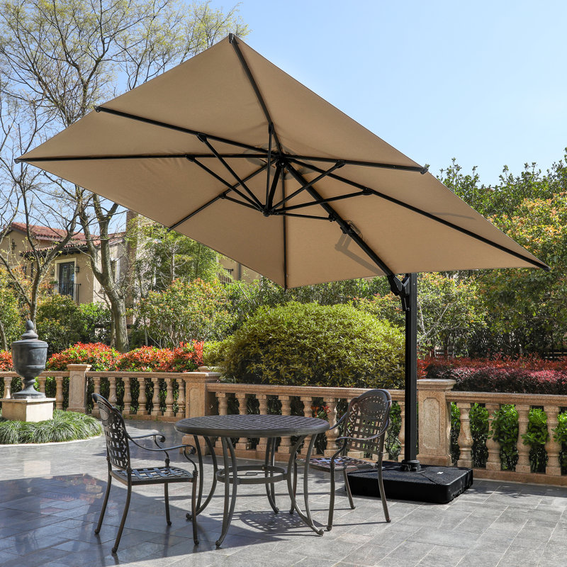 Parasol en porte-à-faux rectangulaire avec rotation à 360 ° 118,1 po x 118,1 po Swanja, Beige