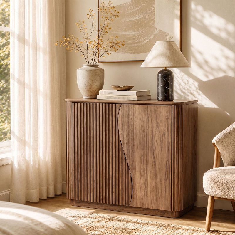Simms 35" Modern Sideboard Buffet Cabinet - Brown Walnut