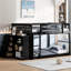 - Lit superposé double au-dessus de couleur avec options de rangement, 4 tiroirs et 3 tablettes, bois massif pour une chambre fonctionnelle et style de tablettes-30758321-30758326