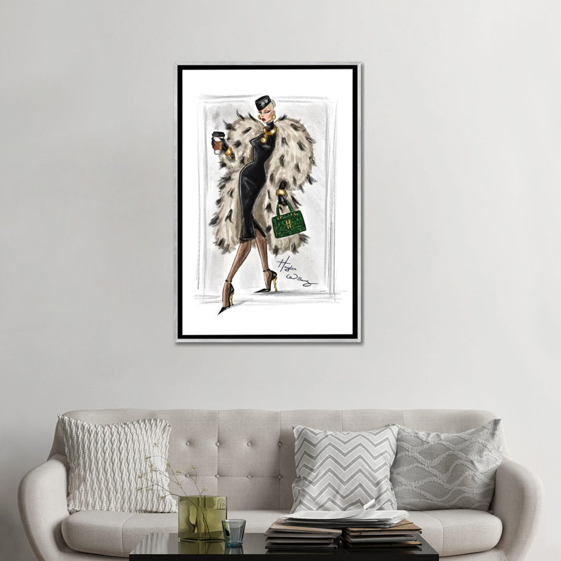 Coffee Run - HWI582, Silver, H 48 po x l 32 po, Floater Framed Print Canvas without Mat