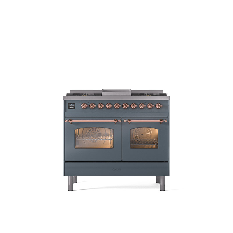 ILVE Nostalgie II 40 in Dual Fuel Range, White/Brass, Liquid Propane