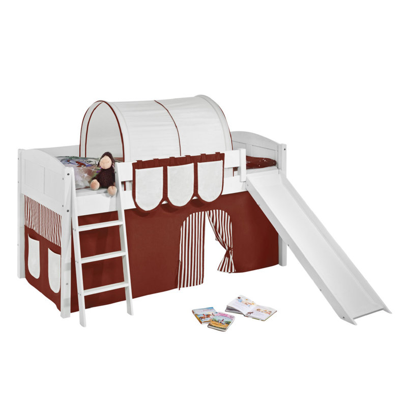 Basic European Single Mid Sleeper Bed with Textile Set, Brown/Beige