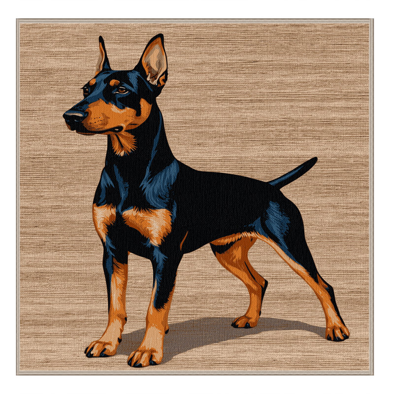  Washable German Pinscher Dogs Area Rug, Square 6'