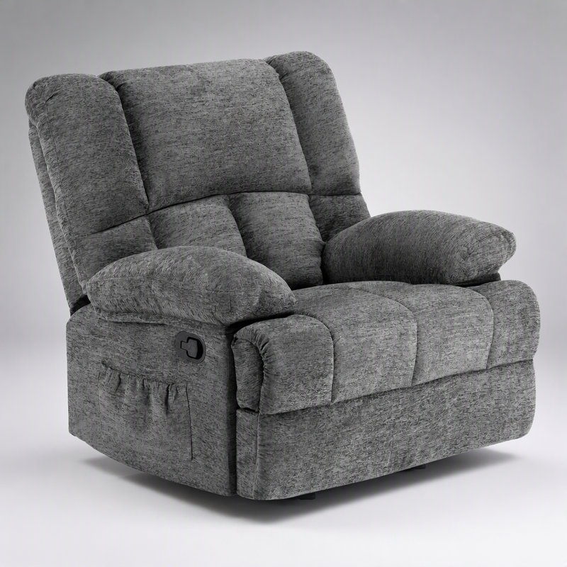 Fauteuil inclinable à bascule surdimensionné pour adultes, design ergonomique avec rembourrage et plusieurs modes de relaxation