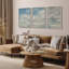 «Ciel apaisant, paysage serein bleu, paysage naturel, nature, illustrations, art moderne, décor rustique», 3 pièces-98695909-98695912