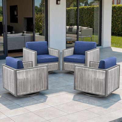 Trinie Outdoor Glider Chairs With Cushions (Set Of 4) by Latitude Run