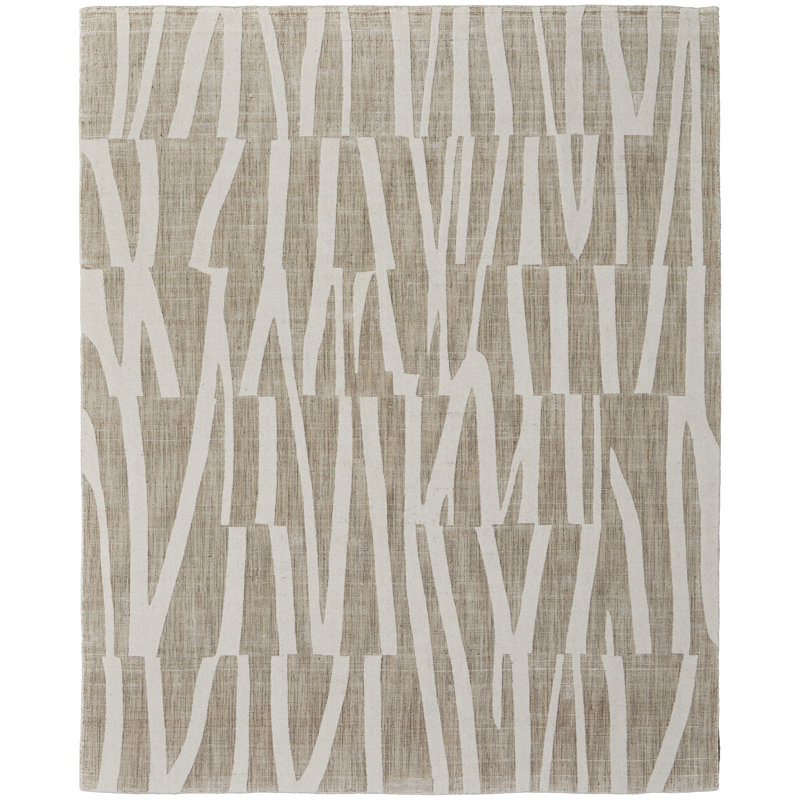 Peconic Modern Abstract, Tan/Ivory Area Rug, Rectangle 8' x 10'
