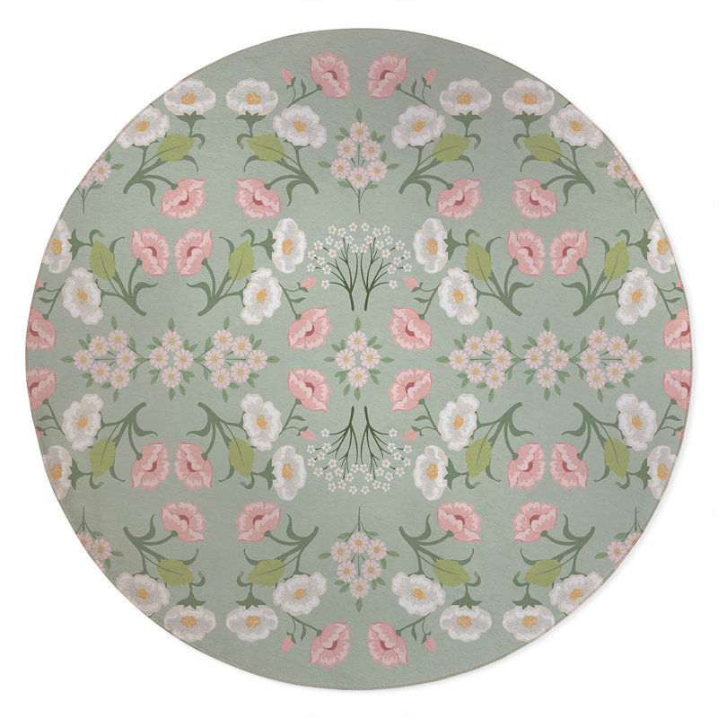 May Flowers Outdoor Rug, Round 5'