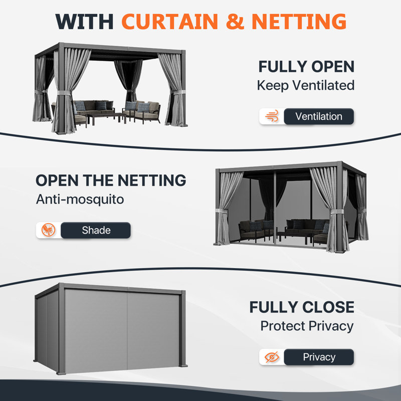 14 pi. L 12 pi. Pergola en aluminium