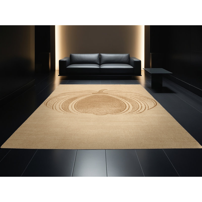 Tapis abstrait moderne et contemporain lavable à la machine Alderamin Thanksgiving en brun - reliure beige, 2 x 5