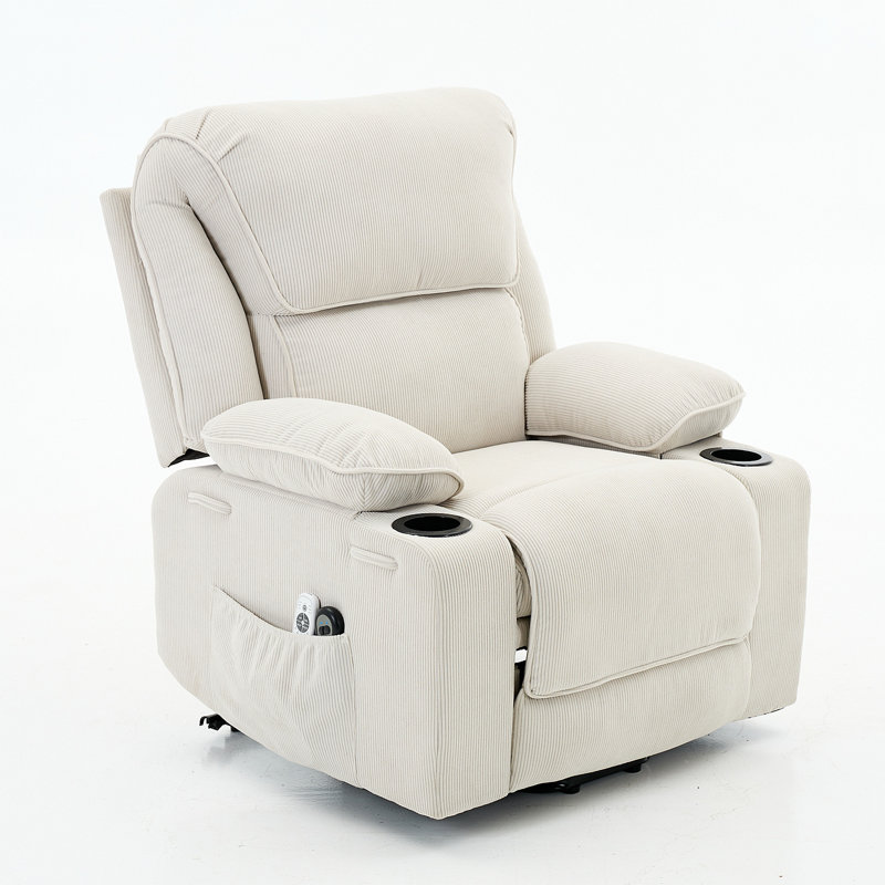 Fauteuil inclinable ivoire chauffant et massant à télécommande pour massage pour personnes âgées, Ivoire ivoire