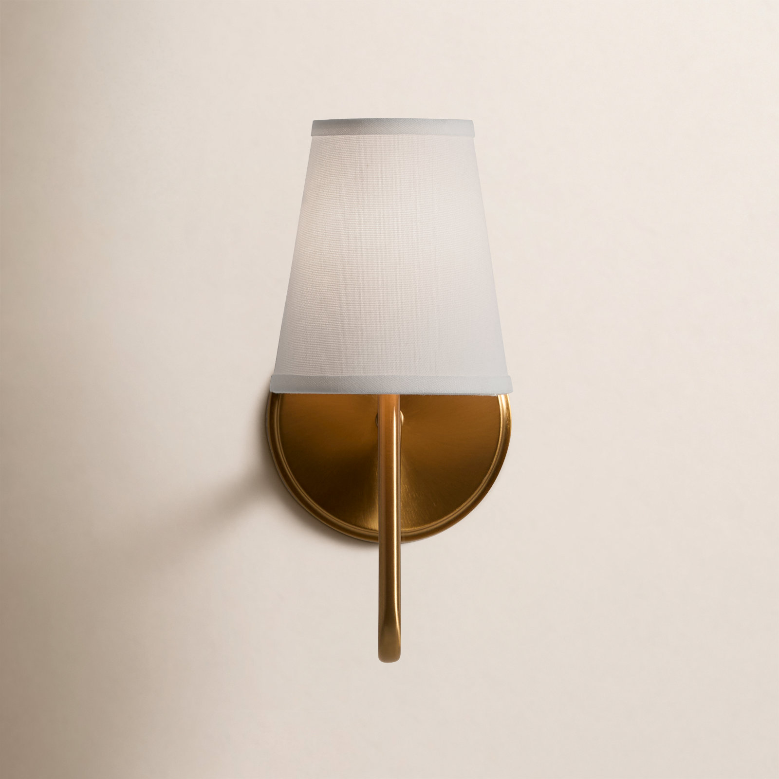 Ponta Single Light Dimmable Armed Sconce, Natural Brass