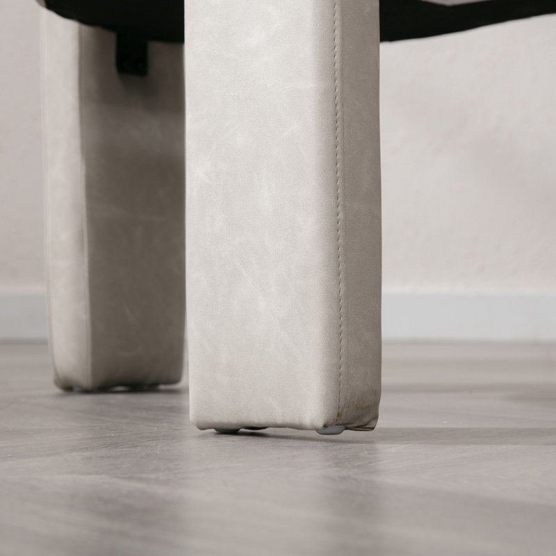 Ensemble de chaises de salle à manger rembourrées en similicuir avec accoudoirs à dossier plein de 2/3/4, Gris clair, 4